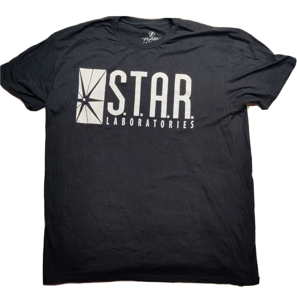 S.T.A.R. STAR Laboratories DC‎ Comics FLASH Men XL Black T-shirt NEW